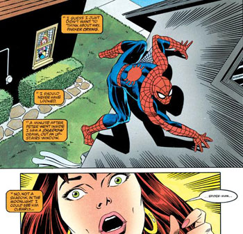 mj-sees-spiderman مري جين اينجا فهميد كه پيتر پاركر اسپايدرمن است 