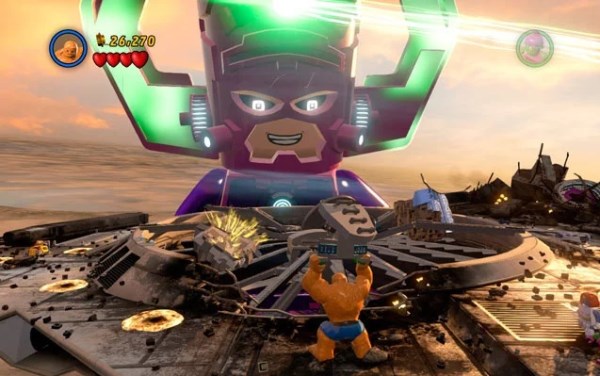 مبارزه با «گالاکتوس» در بازی Lego Marvel Super Heroes