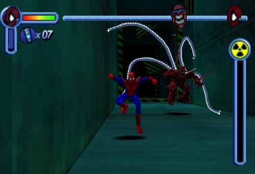 مبارزه نهایی با "دکتر اختاپوس هیولا" در بازی Spider-Man کنسول PS1